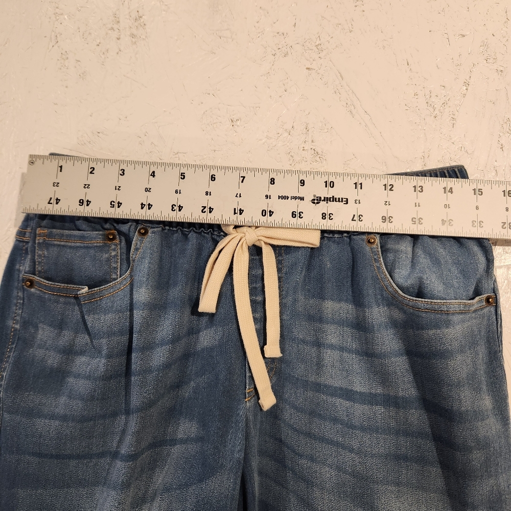 INC core denim jogger jeans fading drawstring stretch waist blue indigo - Picture 6 of 13
